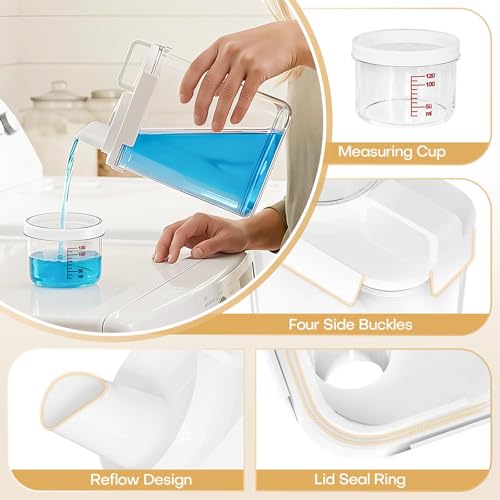 Homde Clear Laundry Detergent Dispenser: Reusable 3+2 Pack with Lids | Pods Container for Dryer Balls - Plastic Sheets Holder Set for Scent Booster