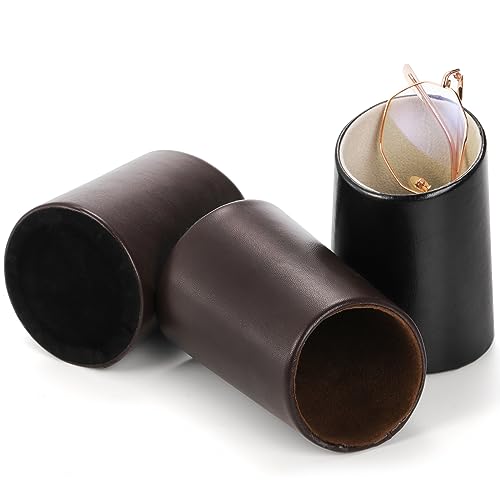 ZOOFOX 4 Pack Eyeglass Holder Stand, PU Leather Stand Case for Eyewear, Reading Glasses, Desk, Nightstand