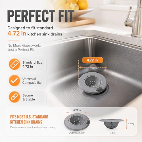 Li&Zhao Kitchen Sink Drain Strainer - 4 PCS Silicone Sink Strainer Drain Stopper Sink Plug 4.6˝ Diameter Rim Drain Catcher Kitchen Sink Drain Filter Basket (4 Colors)