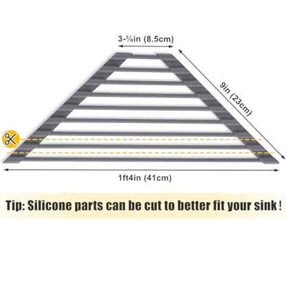 Tomorotec Roll Up Dish Drying Rack with Silicone Coating, Deep Gray | 304 Stainless Steel with BPA-Free Silicone, Triangle Design Maximizes Sink Corner Space, Fits Compact Kitchens And RVs