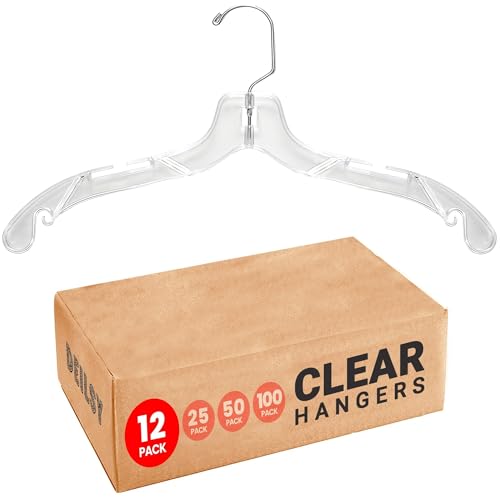 Clear Plastic Hangers 12 Pack Durable Plastic Shir... (12 Count | Clear | Plastic)