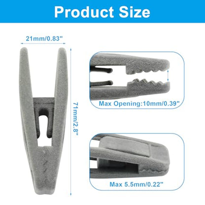 Velvet Hanger Clips, Gray, 40 PCS | Non-Slip Flocked Clips, For Pants, Skirts, Suits, Shirts, Socks