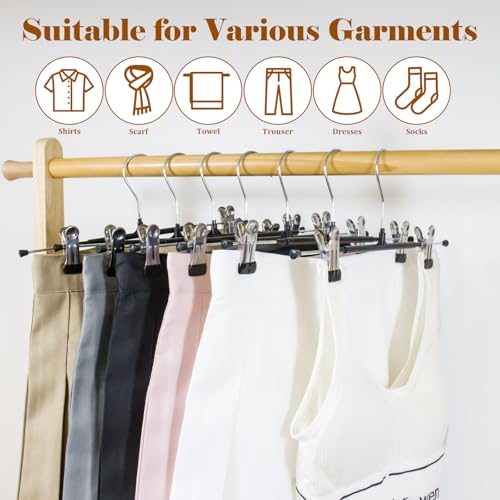 Pants Hangers with Clips, 20 Pack 11.6 inch Heavy Duty Metal Hangers, Adjustable Skirt Hangers for Women, Space Saving Non-Slip for Pants,Socks,Jeans and Skirts