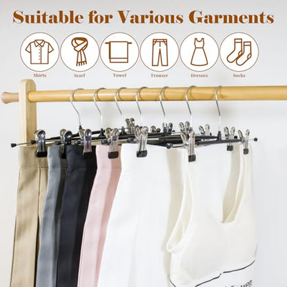 Pants Hangers with Clips, 20 Pack 11.6 inch Heavy Duty Metal Hangers, Adjustable Skirt Hangers for Women, Space Saving Non-Slip for Pants,Socks,Jeans and Skirts