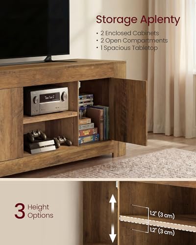 VASAGLE TV Stand, Farmhouse Entertainment Center with Storage Cabinets | Media Console Table for Living Room, Bedroom, for 65 Inch TV, Honey Brown ULTV623K101S
