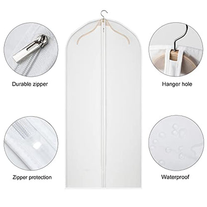 40/50/60 Inch Garment Bags 12 Pack Dress Bags Suit Bags | Dustproof Peva, Translucent Clothes Covers, Reusable, Durable Full Zipper, For Hanging Clothes, Long Dresses, Suit, Coat