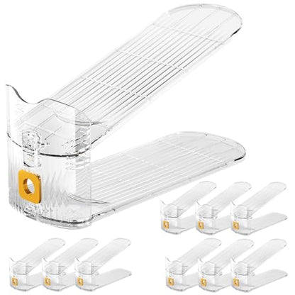 10Pack Shoe Slot Organizers Clear Shoe Stacker Organizer for Closet Shoe Holder Space Saver Rack Storage for Closet (Clear, 10Pack)