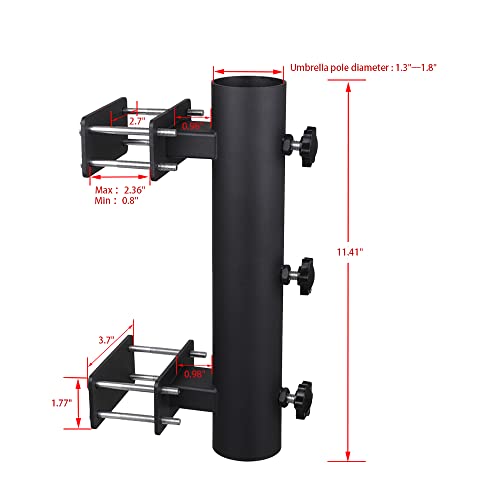 Patio Umbrella Holder Outdoor Deck Mount Umbrella Holder Heavy Duty Umbrella Clamp Hand-Turn Knob Umbrella Base Stand for Deck Railing, Fences，Docks, Courtyard Balcony, Patios