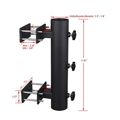 Patio Umbrella Holder Outdoor Deck Mount Umbrella Holder Heavy Duty Umbrella Clamp Hand-Turn Knob Umbrella Base Stand for Deck Railing, Fences，Docks, Courtyard Balcony, Patios
