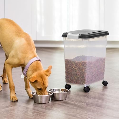 IRIS USA Dog Food Storage Container, Airtight, 30 lb Capacity, Wheels