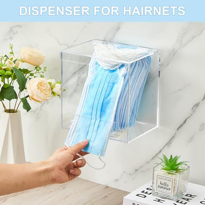 4 Pcs Acrylic Dispenser Wall Mount 6.9 x 6.7 x 5 Inch Beard Net Hair Net Holder Clear Acrylic Holder for Shoe Cover Glove