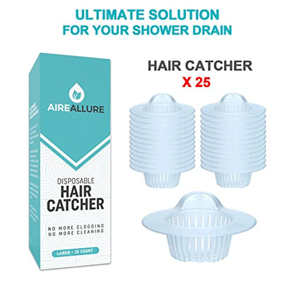 25 Pack, Hair Catcher for Bathroom Sink or Bathtub, White, Large