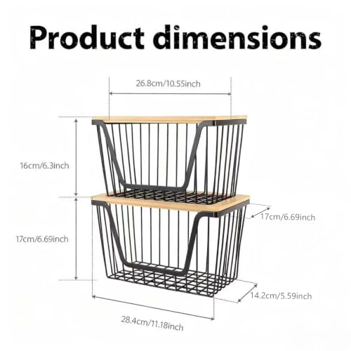 2 PACK Pantry Organizers and Storage, Stackable Onion Potato Bins | Large Wire Storage Basket, Breathable Design for Onion, Potato, Garlic, Fruit, Vegetables Fresh, Kitchen Pantry Storage