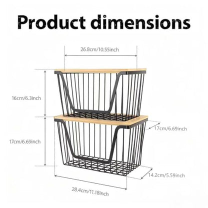 2 PACK Pantry Organizers and Storage, Stackable Onion Potato Bins | Large Wire Storage Basket, Breathable Design for Onion, Potato, Garlic, Fruit, Vegetables Fresh, Kitchen Pantry Storage