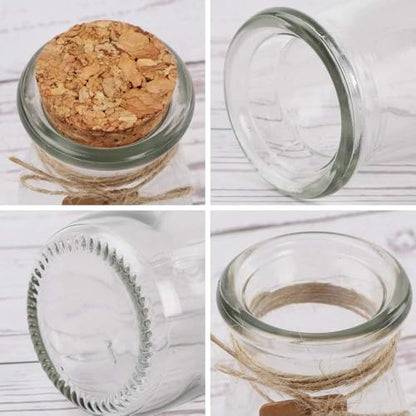 CUCUMI 12pcs 3.4oz Small Glass Jars with Cork Lids Mini Storage Bottles