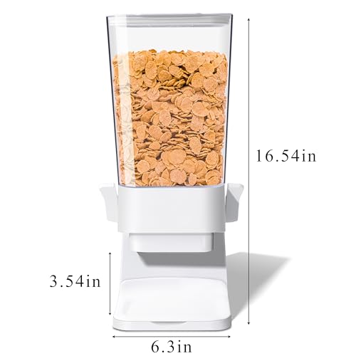 Cereal Dispenser Countertop, 5L Cereal Containers Storage Dispenser for Pantry, Large Dry Food Cereal Dispenser, Not Easy to Crush Cereal, Can Hold Oatmeal, Candy, Snack, Grain, Pet Food (White, 1Pc)
