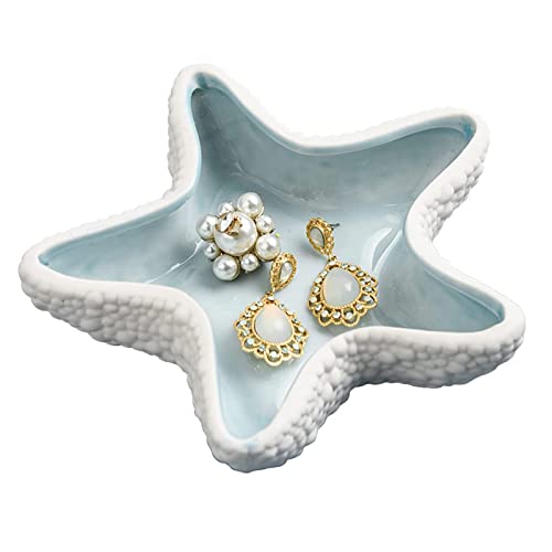 Starfish Ceramic Jewelry Dish Tray, Ring Holder and Trinket Tray for Rings | Decorative Jewelry Holder for Earrings, Necklaces and Keys, Beach Decor, Coastal Decor, Ocean Decor and Gift for Women