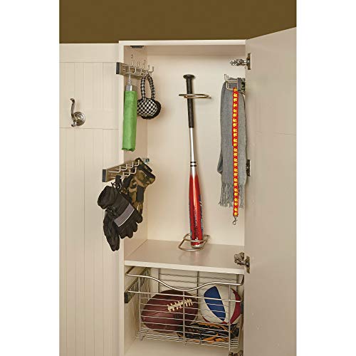 Rev-A-Shelf BRC-14CR 14-Inch Wall Mounted Pullout Closet Belt and Scarf Organization Rack Accessories Holder Hanger with 9 Hooks, Chrome (2 Pack)