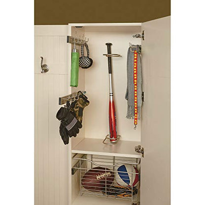 Rev-A-Shelf BRC-14CR 14-Inch Wall Mounted Pullout Closet Belt and Scarf Organization Rack Accessories Holder Hanger with 9 Hooks, Chrome (2 Pack)