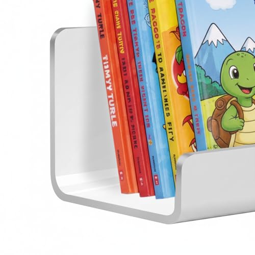 2 Pack Magnetic Book Shelf for Whiteboard - 17 Inch Reusable Acrylic Magnetic Shelves, Holds 11 lbs, Magnetic Book Display for Classrooms, Kitchen(White)