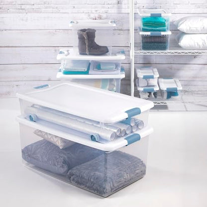15 Qt Latching Storage Box, Stackable Bin with Lat... (12 Count | White | Plastic)