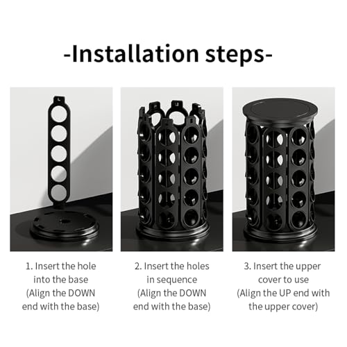 Coffee Pod Storage Compatible with Keurig Kcup Cafe Carousel, 360° Rotating K Cups Pods Carousel Holder, Kcup Storage Organizer Stand with 40 Keurig Kcup Pods (Black)