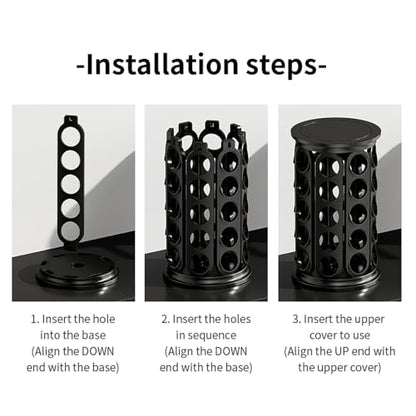 Coffee Pod Storage Compatible with Keurig Kcup Cafe Carousel, 360° Rotating K Cups Pods Carousel Holder, Kcup Storage Organizer Stand with 40 Keurig Kcup Pods (Black)