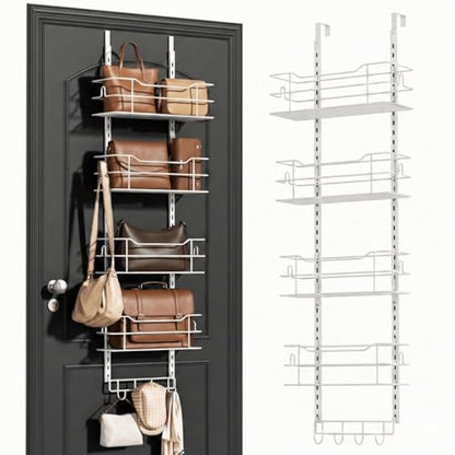 zacurter Over the Door Purse Organizer for Closet, Adjustable Metal Purse Bag Hanger Storage Rack for Door or Wall, Purses Bag Holder with Hook For Handbag,Tote