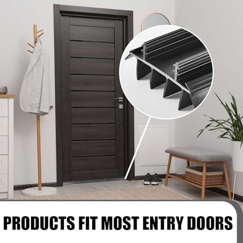 Pushglossy 2 Pcs 32inch Replacement Door Bottom with Vinyl Fins 1 3/4" Wide Threshold Seal Bottom of Door Weatherstrip Kerf Weather Stripping for 7/8" Between Barbs(Black)