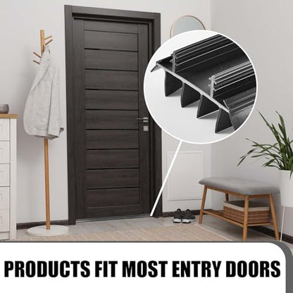 Pushglossy 2 Pcs 32inch Replacement Door Bottom with Vinyl Fins 1 3/4" Wide Threshold Seal Bottom of Door Weatherstrip Kerf Weather Stripping for 7/8" Between Barbs(Black)