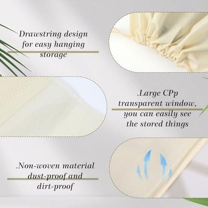 16 Pcs Dustproof Drawstring Bags Purse Dust Storage Bags for Handbags Covers Non Woven Fabric Cloth Pouch String Packing Organizer Shoe Pouch