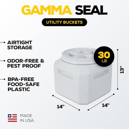 Vittles Vault Traditional Pet Food Storage Container For Dog Kibbles/Bird Seed/Oatmeal/Rice/Flour/Cereal, BPA Free Plastic, Sealed Airtight For Cat Food, Up To 30 lb, Made in USA, With Scoop, Gray