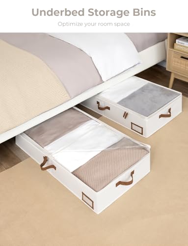 StorageWorks Large Under Bed Storage Containers with Handles and Label Holder, 2 Pack Ultra-thick Fabric Underbed Bins, Closet Organizer for Clothes, Blankets, Sweater