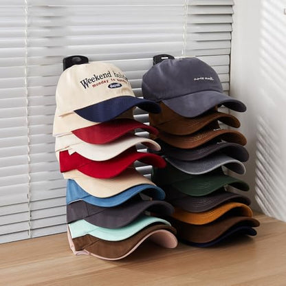 MACOPRO Hat Organizer Holder for Baseball Caps for Wall, 2 Pack Racks | Holds Up To 20 ball Caps, Cap Racks on Wall, Door, Closet For Storage & Display, no Drill or Drill.
