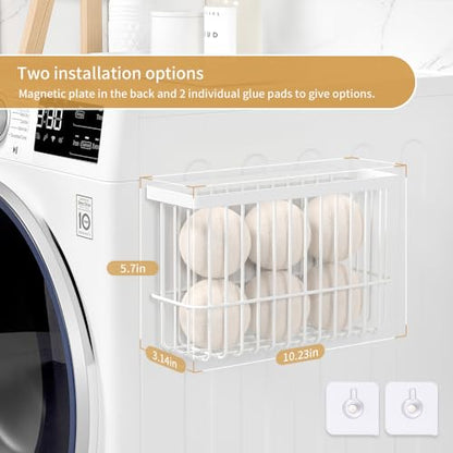 Moryimi Magnetic Dryer Ball Holder for Laundry Room Organization | Magnetic Lint Bin for Laundry Room, Iron Dryer Ball Container for Laundry Room Organization and Storage (No Balls)