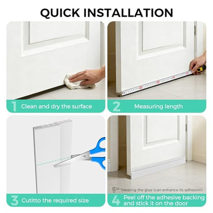 Hojoy Under Door Draft Stopper, Door Weather Stripping Door Seal, 2 Pack | Cuttable strong adhesive silicone door draft stopper for blocking air loss, noise, dust and bug with installation tips