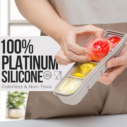 0.7 oz/12 Sections Silicone Ice Cube Freezer Tray with Lid, 100% Food-Grade Platinum Silicone,Leak Resistance & Dishwasher Safe for Baby Food Prep,Breast Milk,Purees - Korean Made, Gray