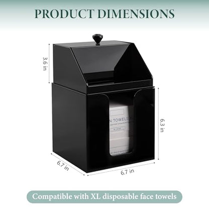 Anyoifax Disposable Facial Towels Storage Double Layer Acrylic Box, Black | Face Towelettes Holder with Clean Skin Club Clean Towel XL Cotton Pads Container Qtip Bin for Bathroom Counter