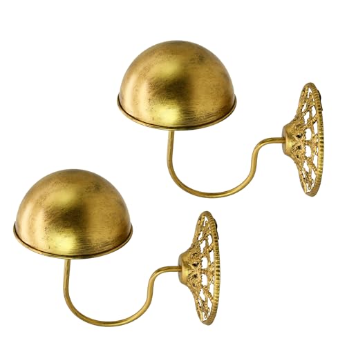 Owlgift Vintage Wall Mount Hat & Coat Rack – Set of 2 – Rustic Gold Decorative Iron Holder for Hats, Scarves, Helmets & Wigs – Retro Entryway Wall Organizer for Home, Store, Restaurant or Hotel Use
