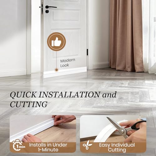 4 Pack Door Draft Stopper, Door Sweep for Bottom of Door,2''W X 39''L,White | Blocker Draft Noise Cold Air, Strong Adhesive, Energy Saving Door Gap Filler for Interior & Exterior Door, Quick Installation