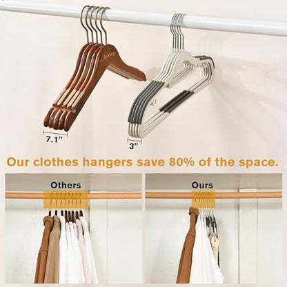 Plastic Hangers - 30 Pack, Non Slip Slim Coat Hangers, Heavy Duty Thin Plastic, 17.1" for Women/Men Clothes