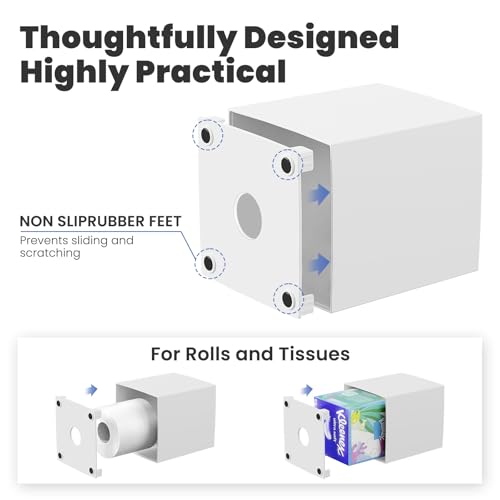 Tissue Box Cover, Square Modern Facial Acrylic Tissue Holder Napkin Dispenser Accessories for Bathroom Vanity Countertop,Bedroom Dresser,Night Stand,Desk,Office (White)