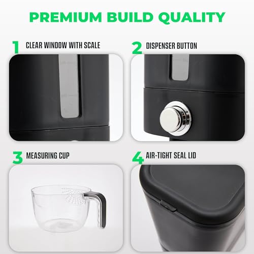 Rice Dispenser 25 lbs I Rice Storage Container 25 lbs with Sponge, Scoop & Measuring Cup I Airtight Rice Container with Lid I Best Food Dispenser Rice Bucket I Cereal Dispenser for Pantry
