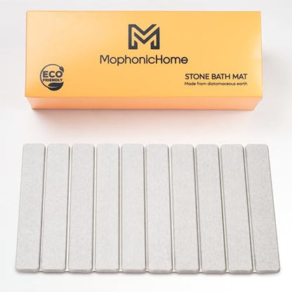 Foldable Stone Bath Mat, Non Slip Quick Dry Diatomite, Light Gray, 23.5x15 | Super absorbent surface, easy-care finish, compact storage, includes non-slip pad, shower and sink use