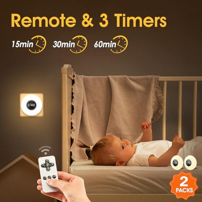 One Fire 【2 Pack】 Bathroom Clock,10 Levels Dimmable+3 Light Colors+Remote Shower Clock+Bathroom Shower Timer, 90 Lumen Shower Lights, Aora Night Light, Small Clock Plug in Timer, Dimmable Night Light