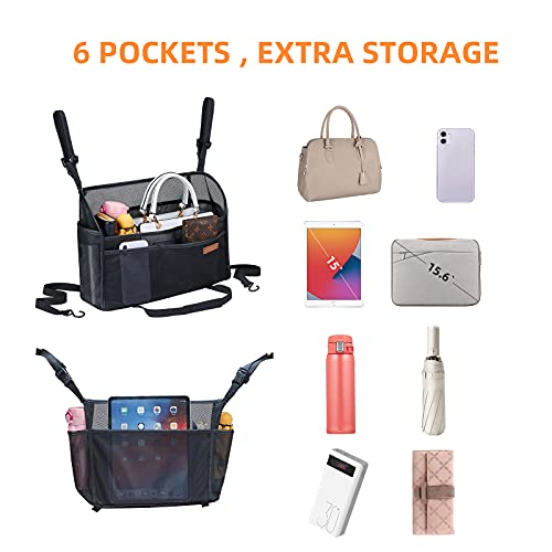 WLLWOO Car Net Pocket Organizer Purse Holder Console Front Seat Storage | Multi Pocket Car Seat Organize Bag Handbag Holder Between Seats Back Barrier