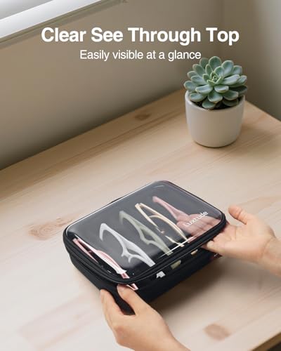 Travel Sunglasses Organizer Case, Clear Sunglasses Travel Case | Glasses Case Multiple Pairs with Adjustable Slots, Hard Shell Sunglass Storage Organizer for Women Men/Camping/Beach etc.