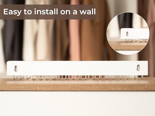 StorageWorks Tie Rack with 20 Hooks, 2 Set Wall Mounted Wood Hanger, White