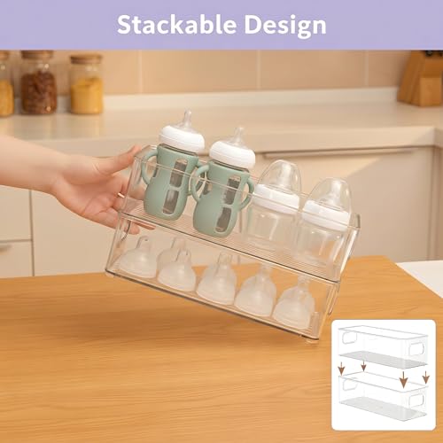 4Pack Clear Magnetic Baby Bottle Organizer for Ref... (4 Count | Clear | Clear)