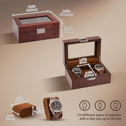 ProCase Wooden Watch Box, 3 Slot Mens Watch Display Case, Espresso | Wood Watches Holder Storage Organizer with Clear Lid, Anniversary Christmas Birthday Gift for Dad Friend Father Men Women